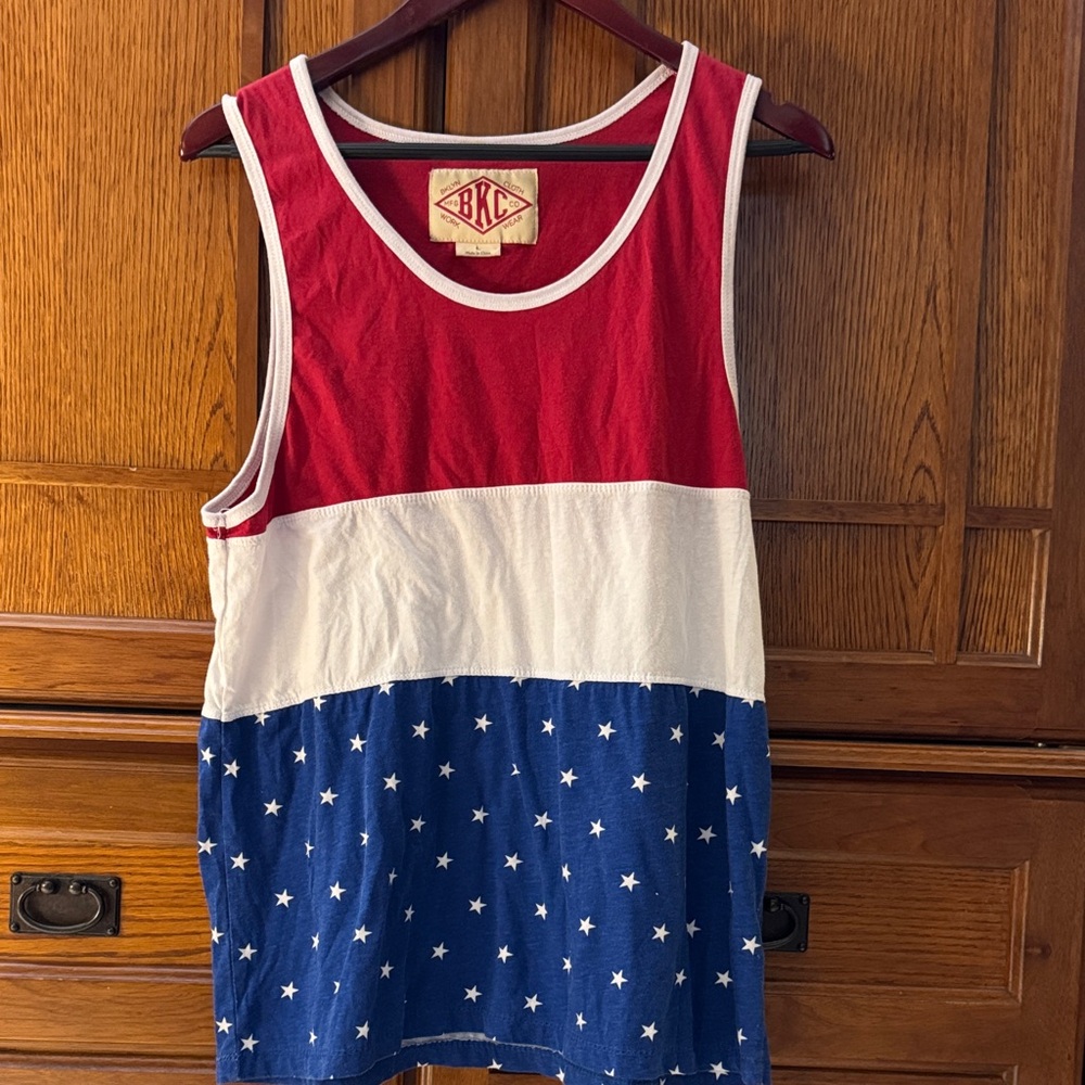 Brooklyn Cloth BKC USA Flag Star Tank Scoop Neck Colorblock Patriotic America